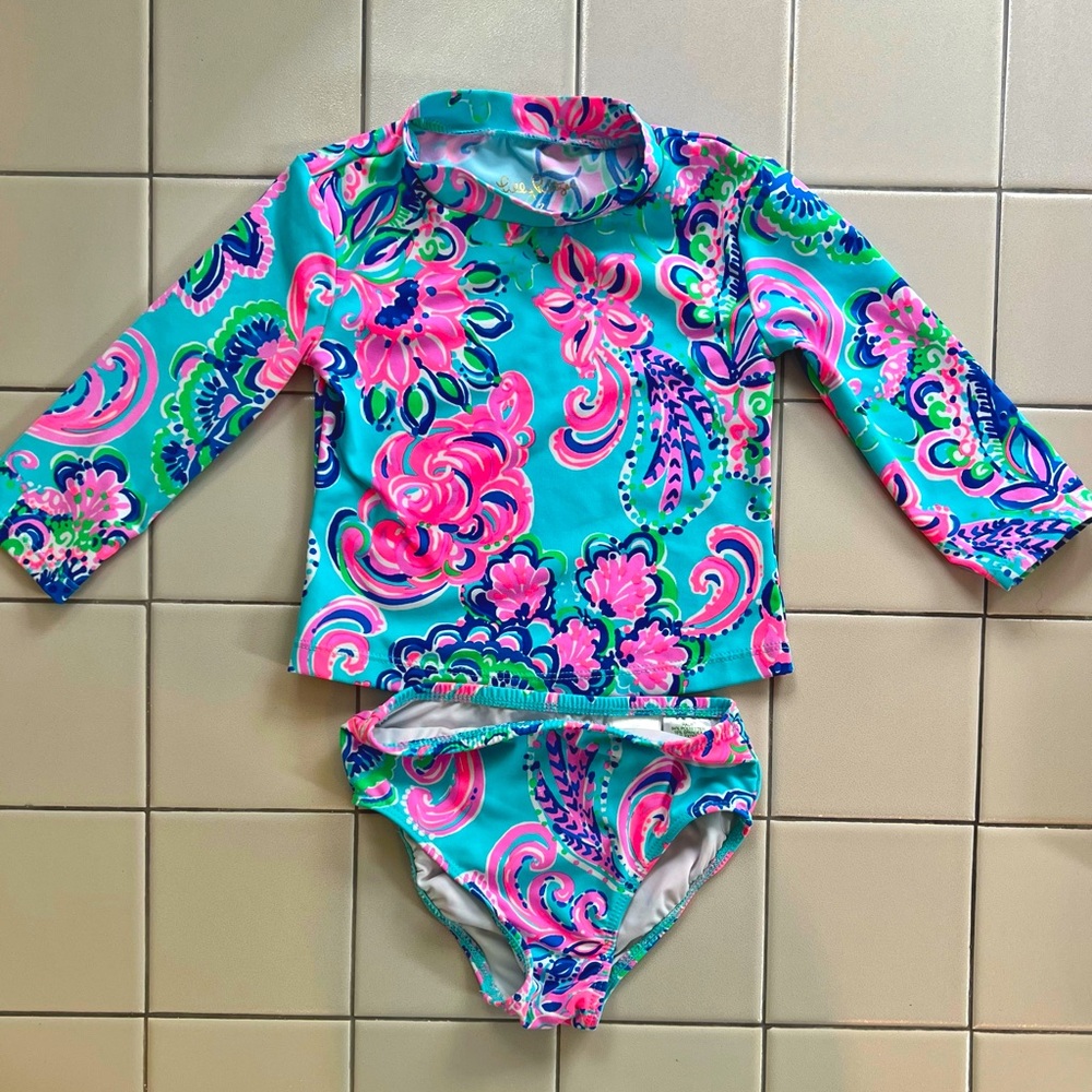 LIKE NEW Lilly Pulitzer toddler rashguard set bathing suit 2t